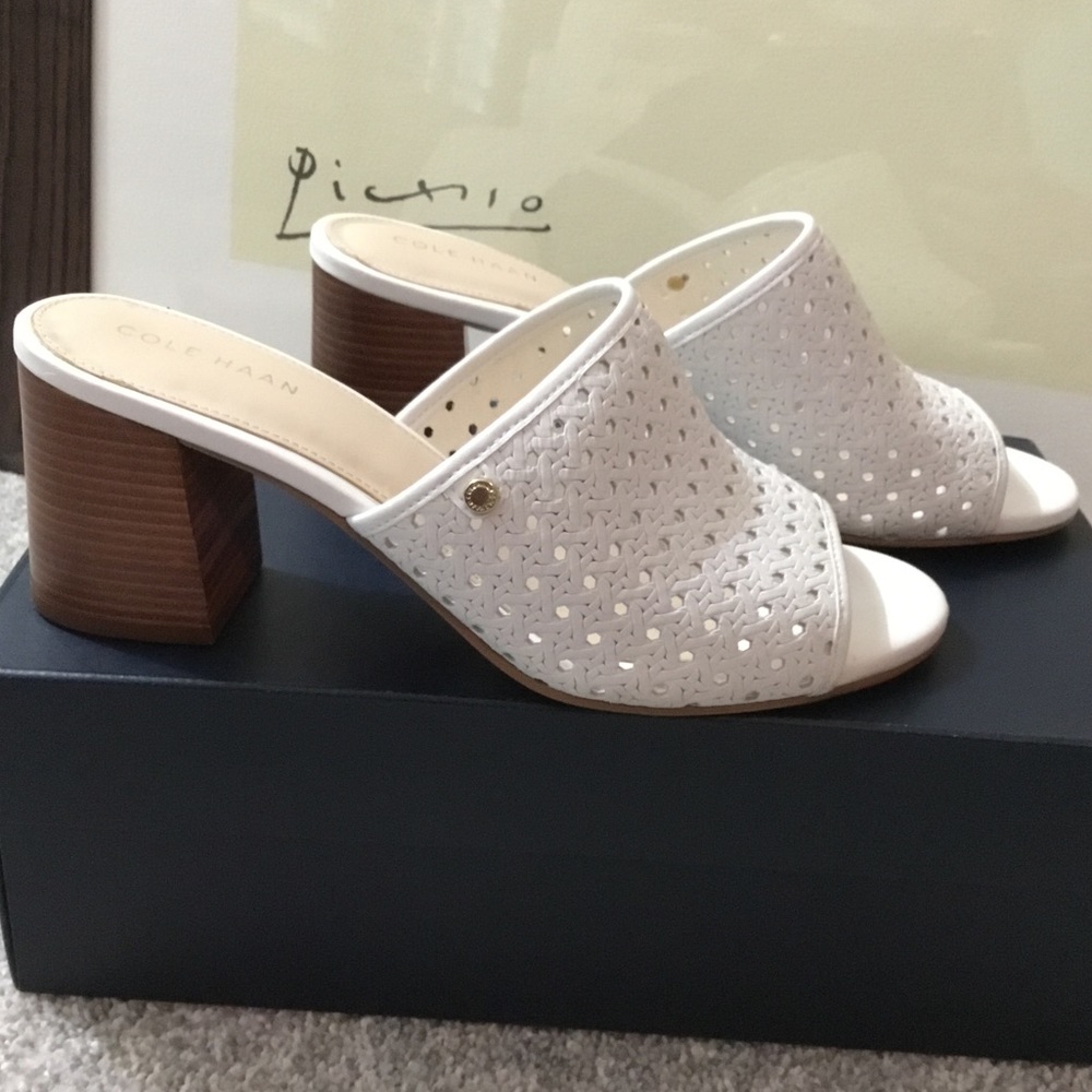 Cole Haan true white leather mule